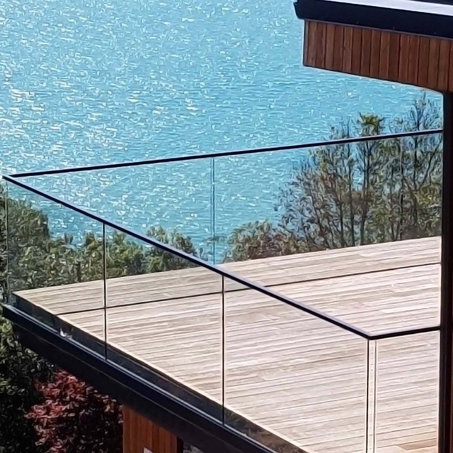 Glass balustrade with square slot tube