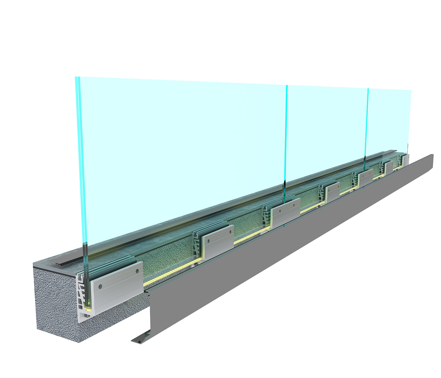 Segment Application of Side Mount All Glass Railing System