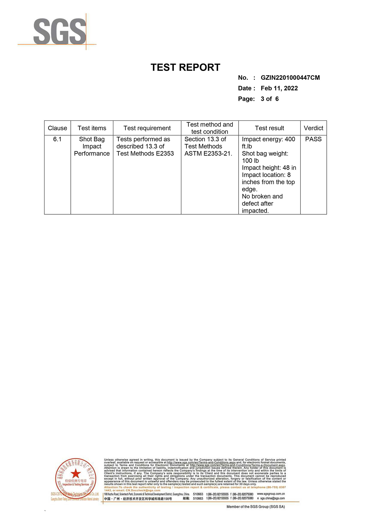 Informe de proba ASTM de AG10