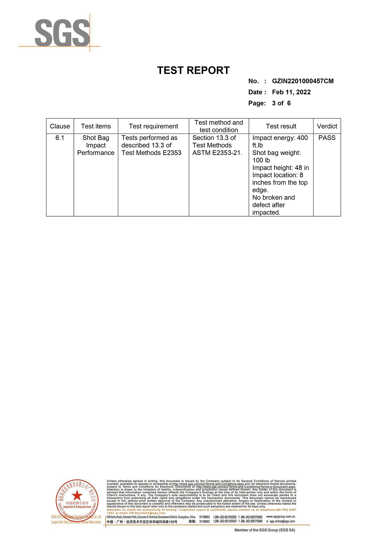 AG20'nin ASTM test raporu