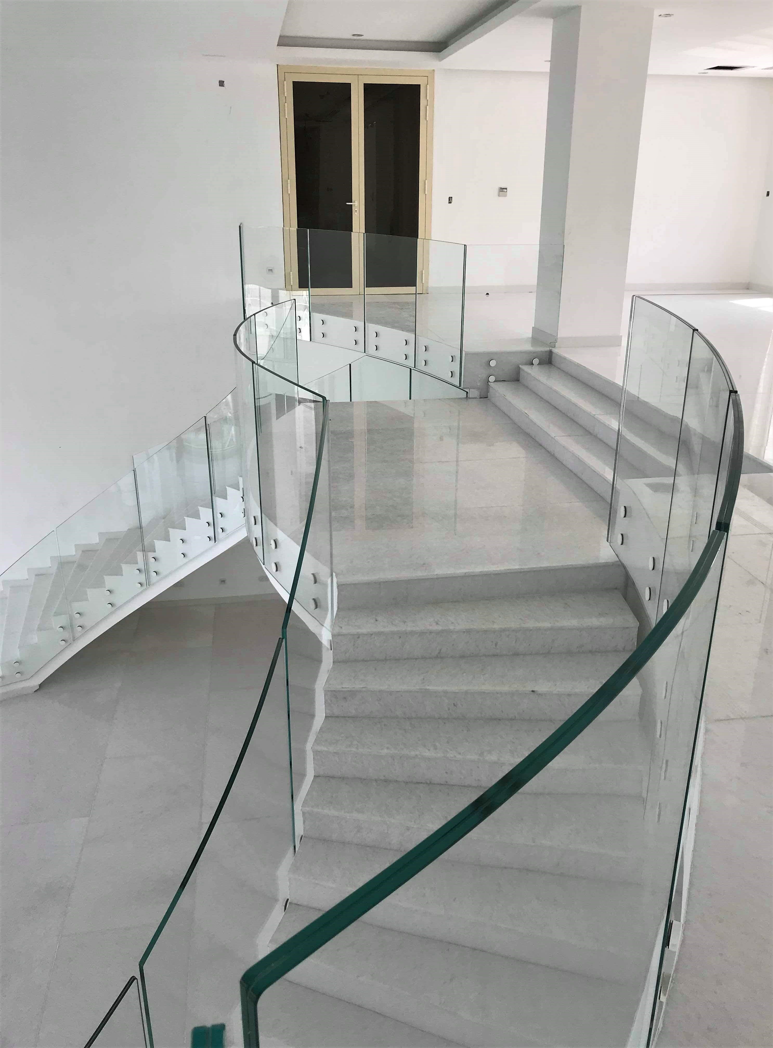 Spiral stair with glass holder