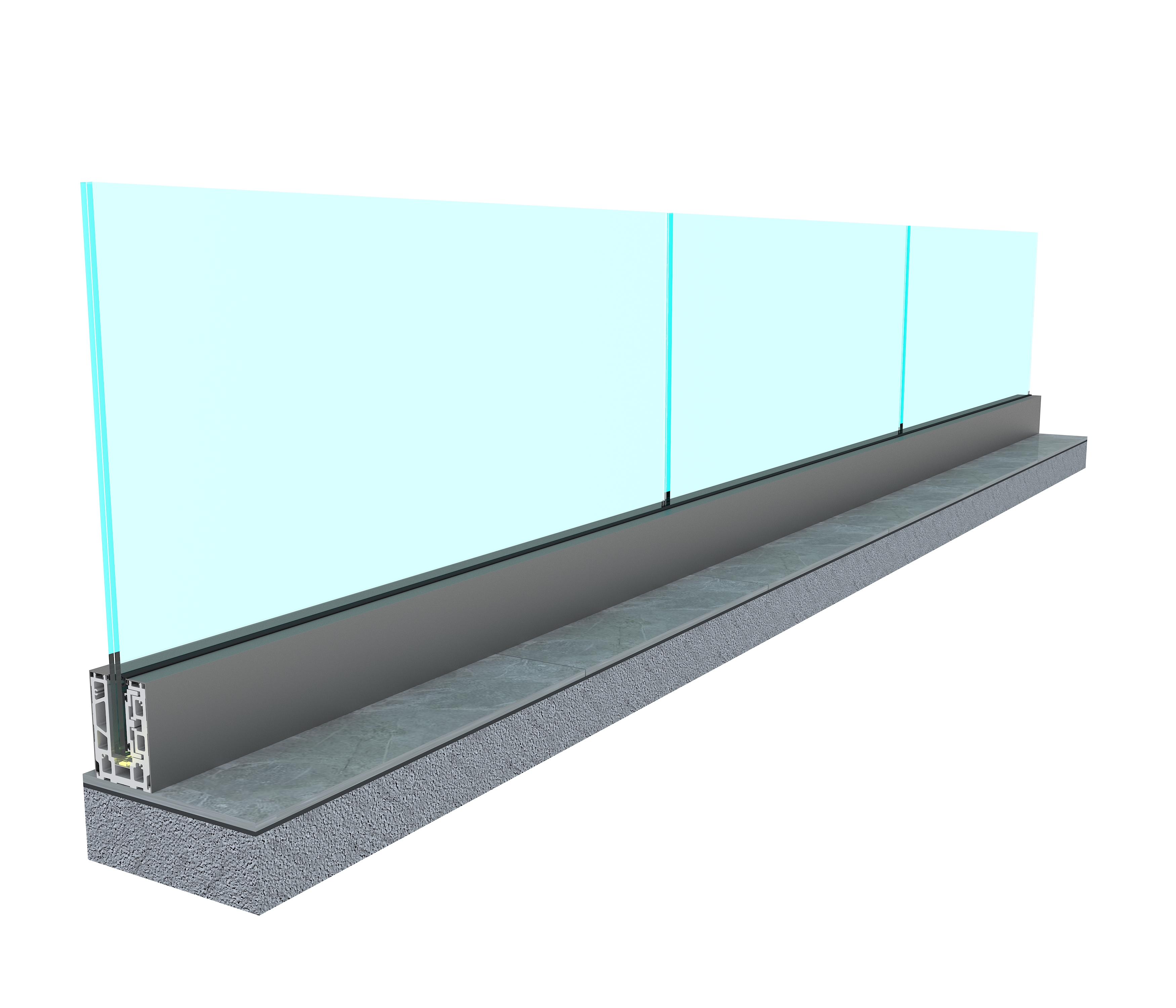 Appearance of On-floor All Glass Railing System