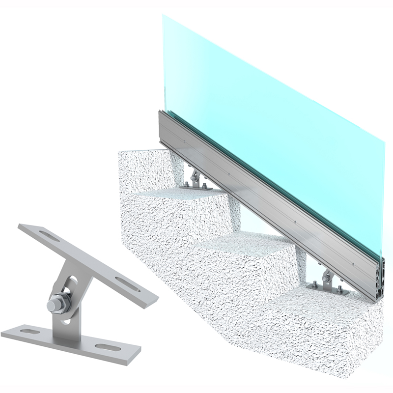 Glass railing installation on stiarcase