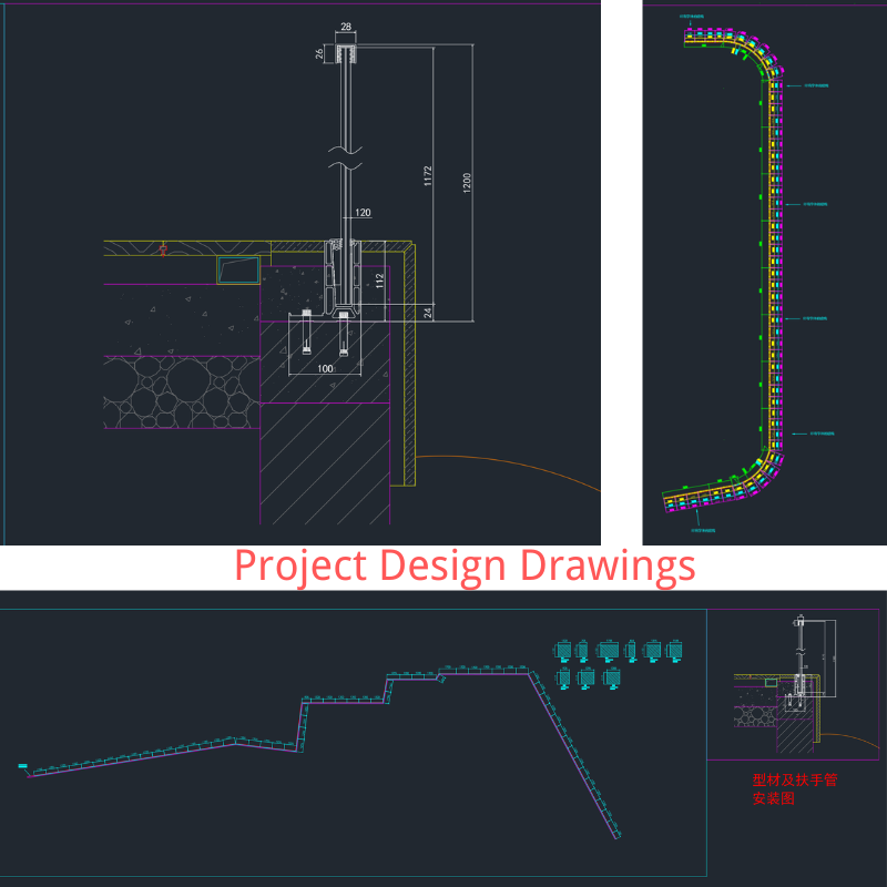 glass railing Technical drawings