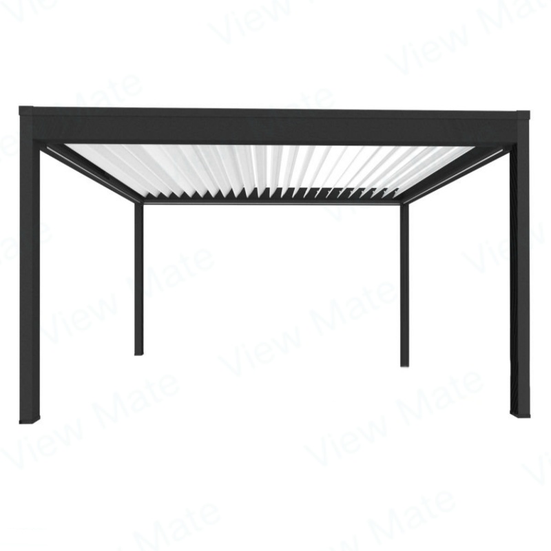 3d render of bioclimatic pergola, motorized louvered roof
